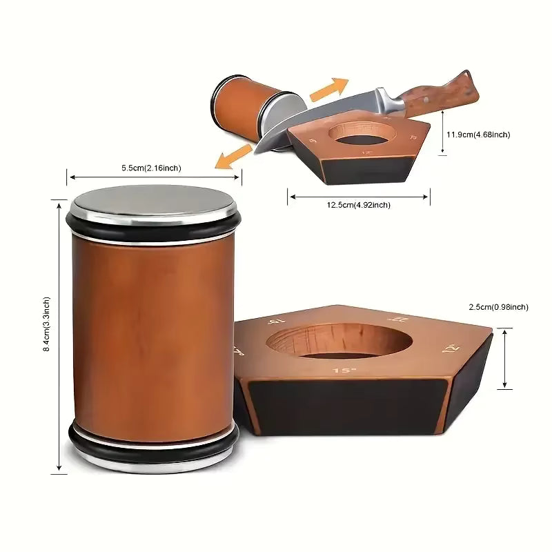 Kitchly solid wood rolling knife sharpener with a compact design and premium blade sharpening mechanism.