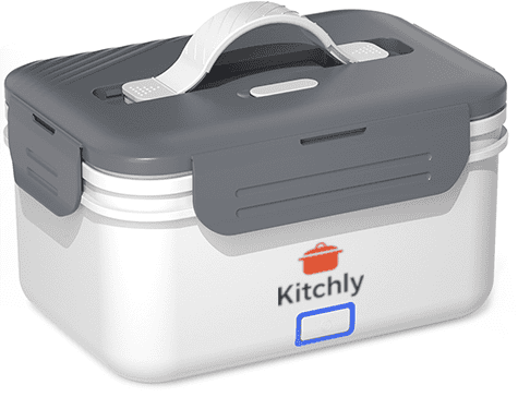 Kitchly Electric Heated Lunch Box - Portable Food Warmer for Car, Truck, Home (White/Grey)