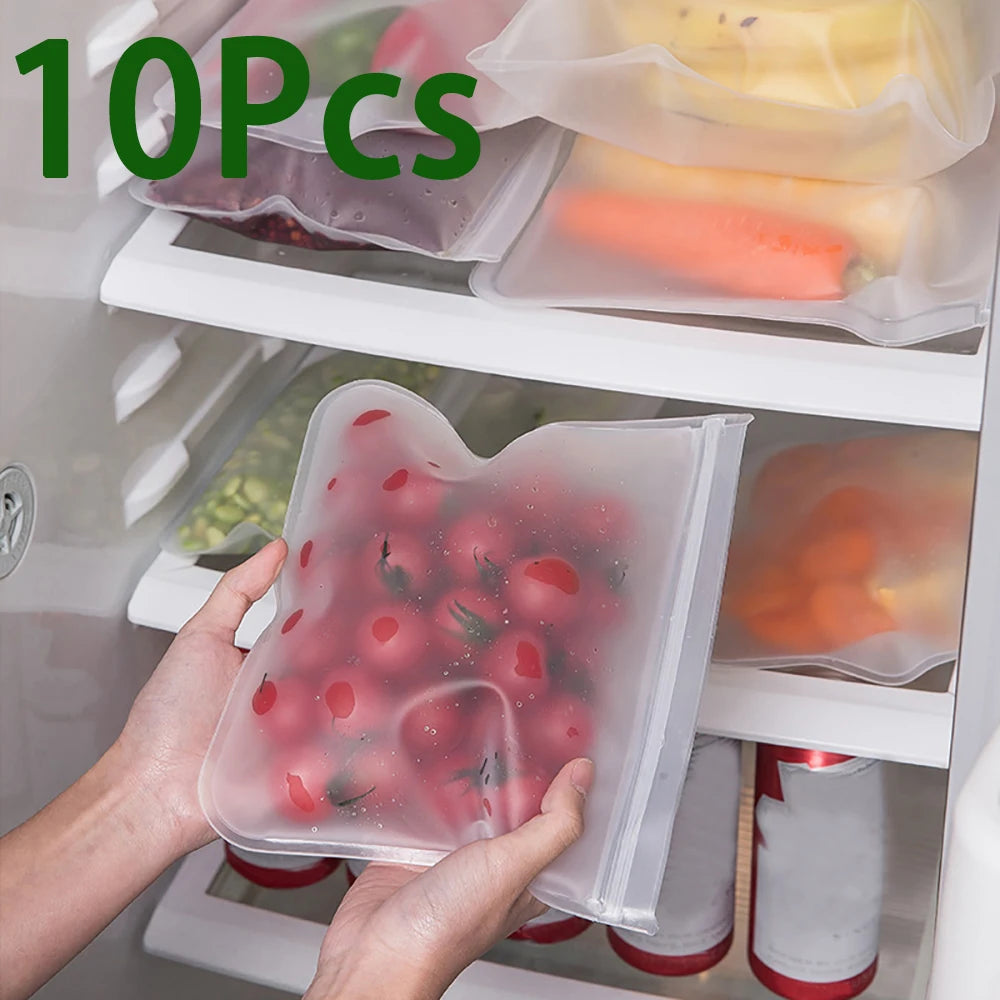 Eco-Friendly Silicone Food Storage Bags - Set of 10