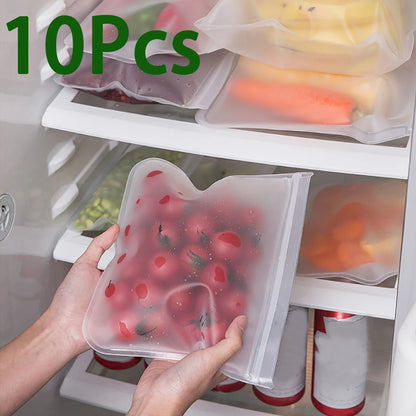 Eco-Friendly Silicone Food Storage Bags - Set of 10