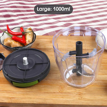 1000ml Manual Food Chopper Hand Pull String Vegetable Cutter Onions Garlic Chopper Fruits Herbs Nuts Kitchen Food Processor