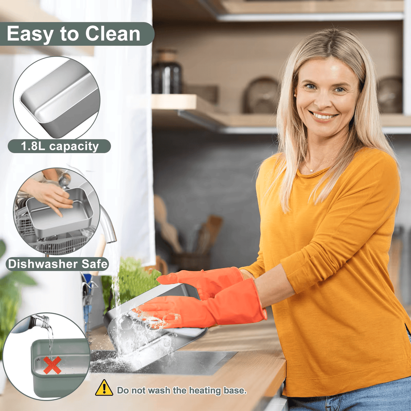 Kitchly Electric Heated Lunch Box - Portable Food Warmer for Car, Truck, Home (Green/Grey)