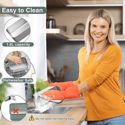 Kitchly Electric Heated Lunch Box - Portable Food Warmer for Car, Truck, Home (Green/Grey)