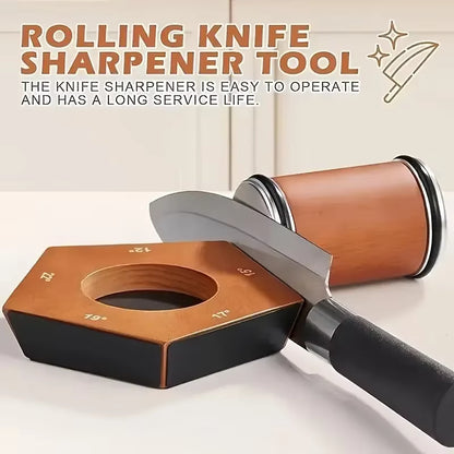 Kitchly solid wood rolling knife sharpener with premium blade sharpening mechanism and ergonomic design.