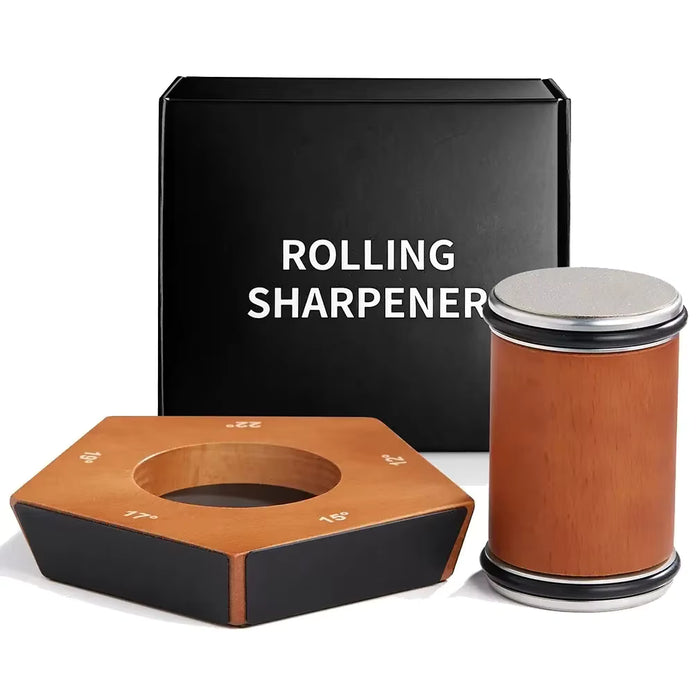 Kitchly solid wood rolling knife sharpener with a premium blade sharpening mechanism, designed for precise kitchen knife sharpening.