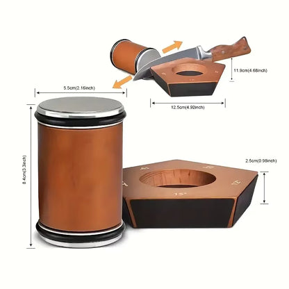 Kitchly solid wood rolling knife sharpener with a compact design and premium blade sharpening mechanism.