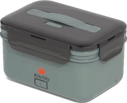Kitchly Electric Heated Lunch Box - Portable Food Warmer for Car, Truck, Home (Green/Grey)